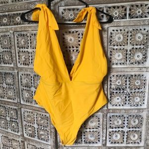 SHEIN Yellow One-piece Swimsuit Size L, NEW